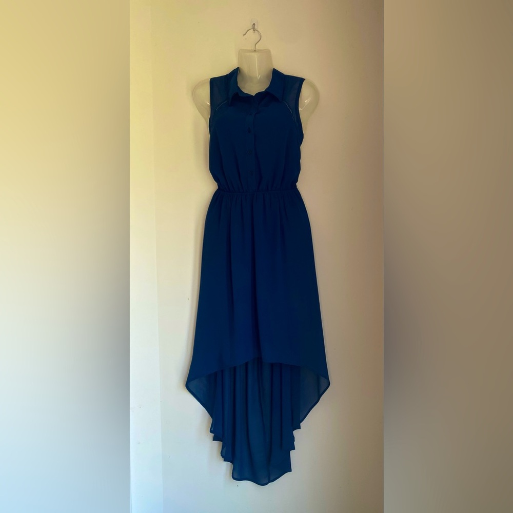 Iris women’s XL navy blue high low dress.